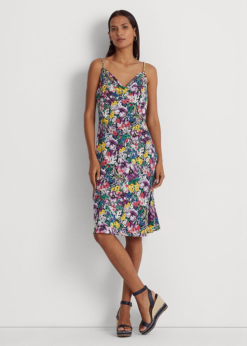 Sukienka Lauren Damska Kolorowe Z Motywem Georgette Slip 210697-GKS